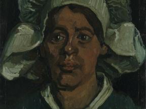 戴白色帽子的农妇头像Head of a woman wearing a white cap